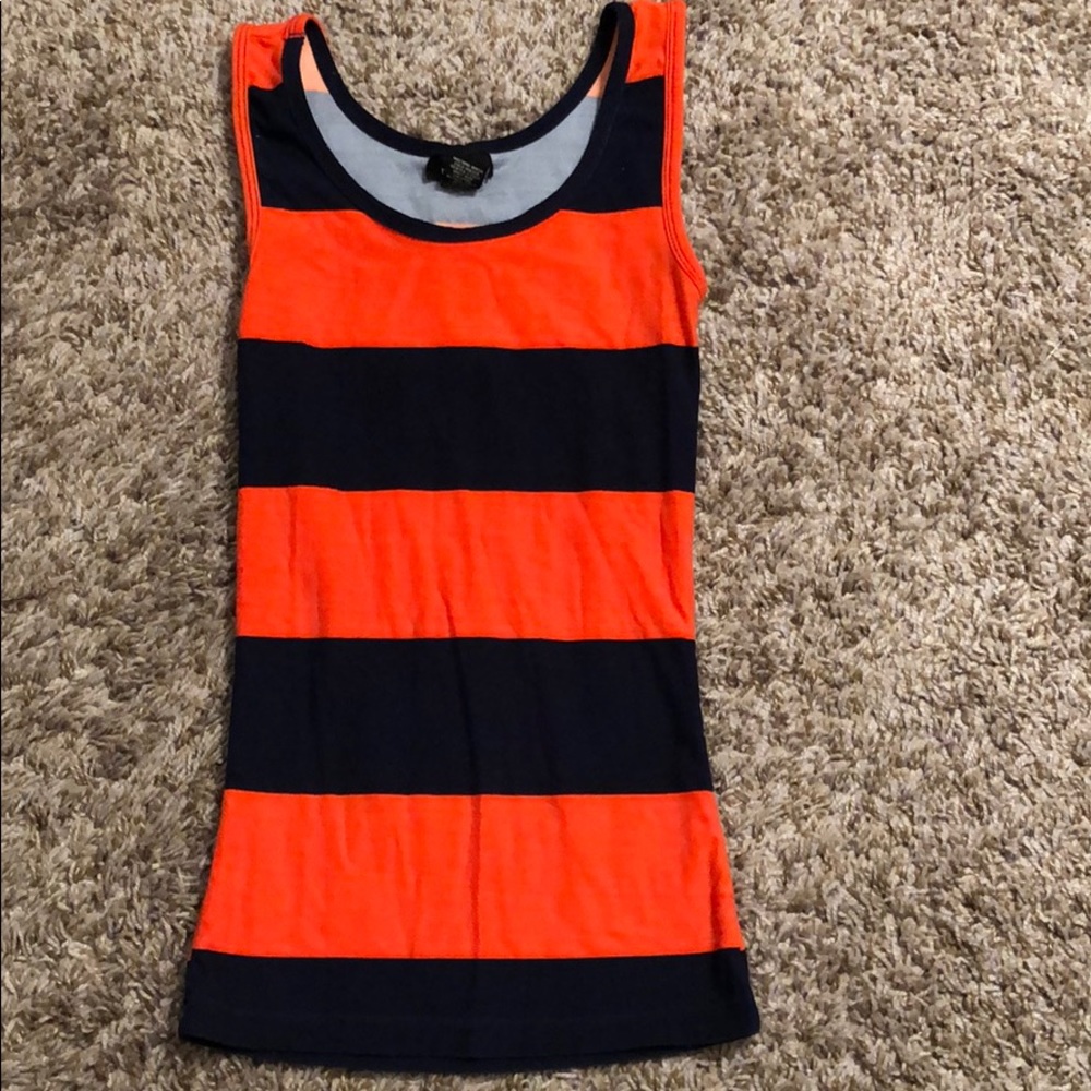 🌼4/$20 Orange and navy blue striped tank top